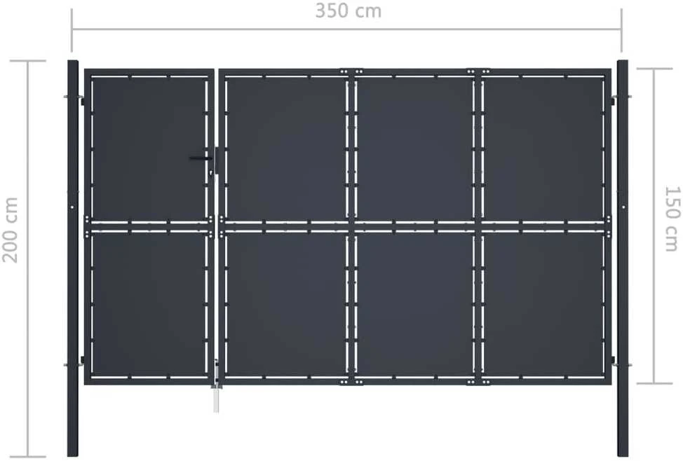 Sodo vartai, antracito spalvos, 350x150cm, plienas