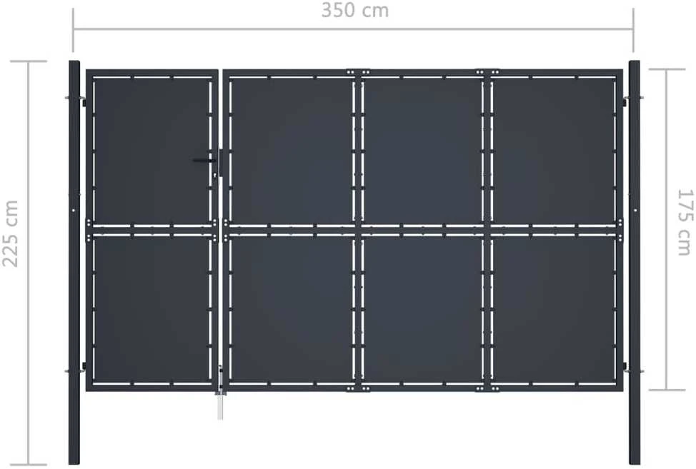 Sodo vartai, antracito spalvos, 350x175cm, plienas