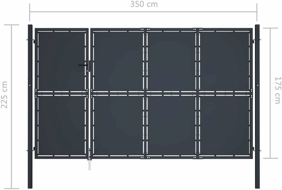 Sodo vartai, antracito spalvos, 350x175cm, plienas