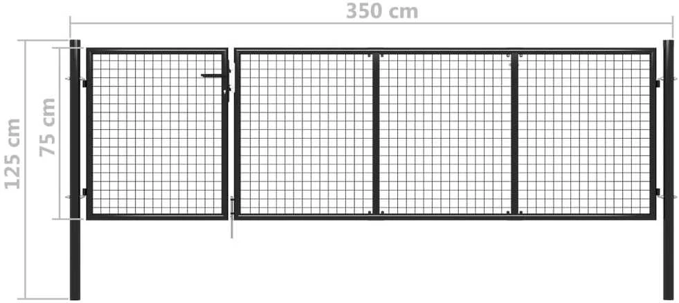 Sodo vartai, antracito spalvos, 350x75cm, plienas