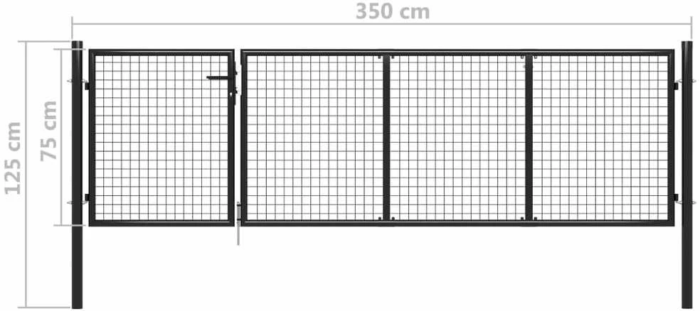 Sodo vartai, antracito spalvos, 350x75cm, plienas