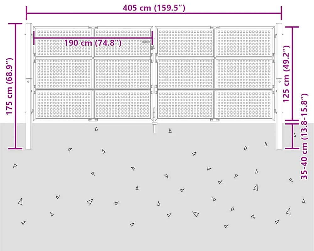 Sodo vartai, antracito spalvos, 400x175cm, plienas