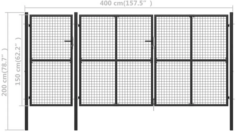 Sodo vartai, antracito spalvos, 400x150cm, plienas