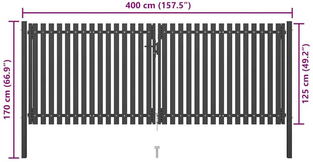 Sodo vartai, antracito spalvos, 4x1,7m, plienas