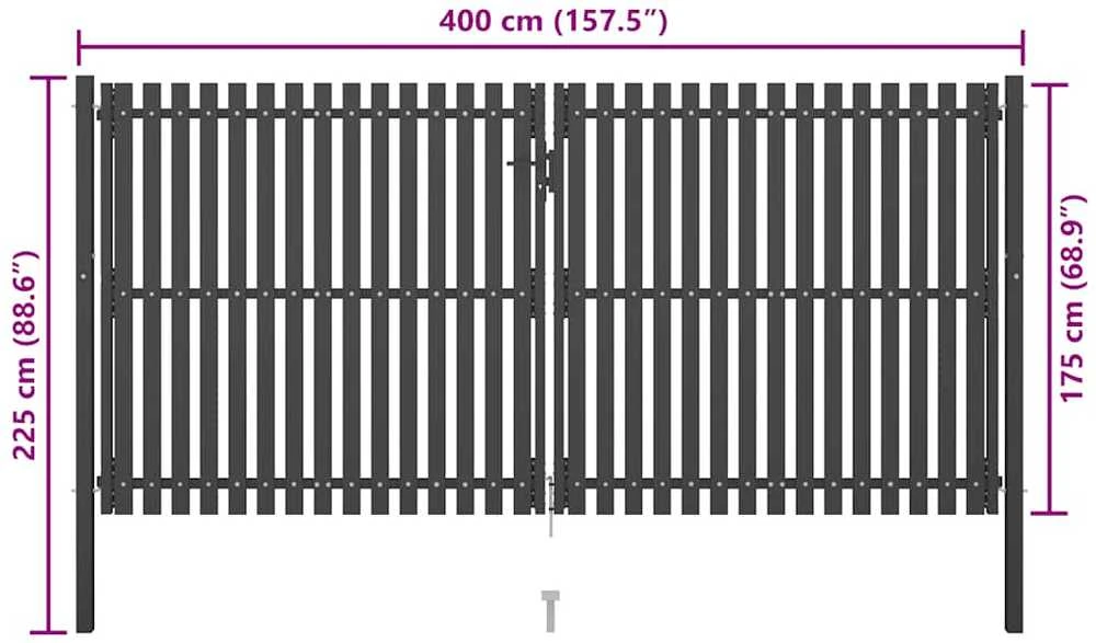 Sodo vartai, antracito spalvos, 4x2,25m, plienas