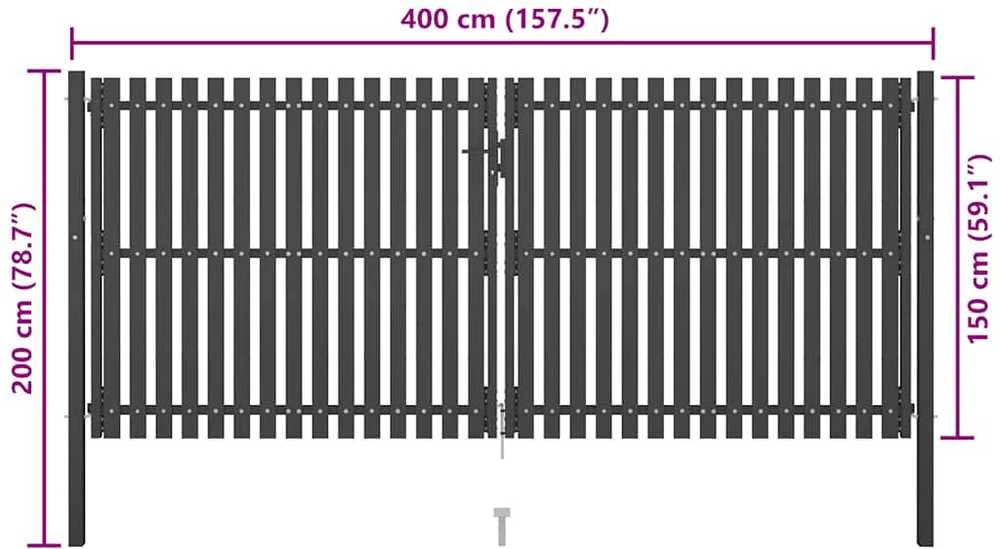 Sodo vartai, antracito spalvos, 4x2m, plienas