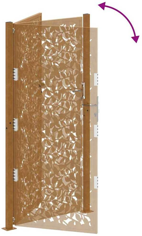 Sodo vartai, 100x200 cm, atsparūs oro sąlygoms, plieniniai, lapo raštas