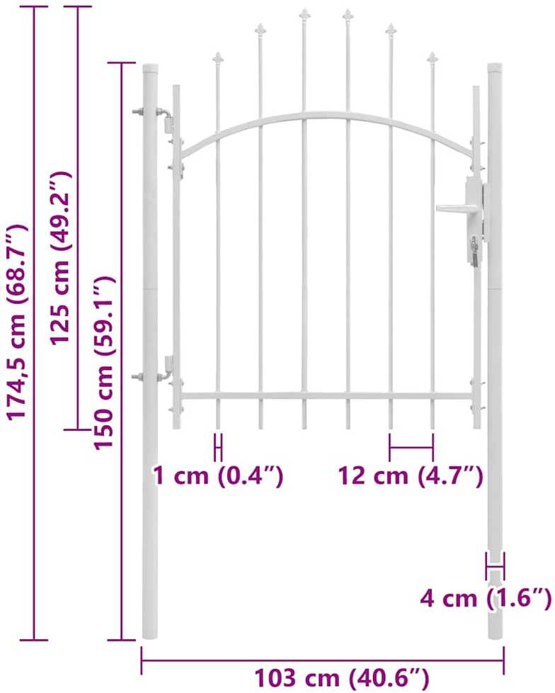 Sodo vartai, balti, 1x1,75m, plienas