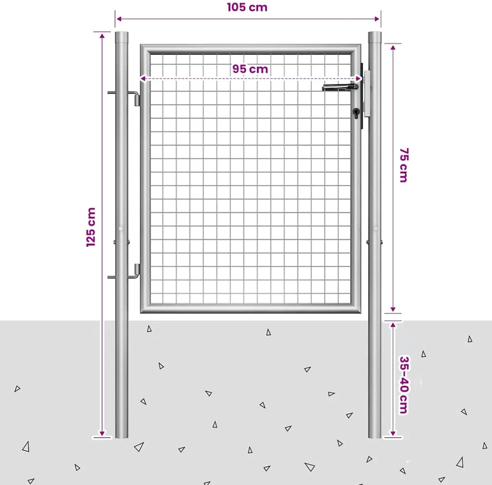 Sodo vartai, sidabrinės sp., 105x125cm, galvanizuotas plienas