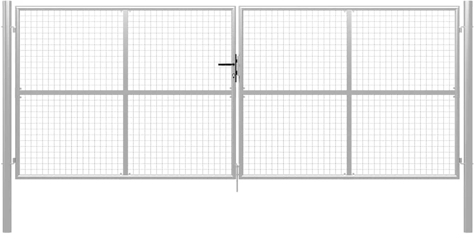 Sodo vartai, sidabrinės sp., 415x200cm, galvanizuotas plienas