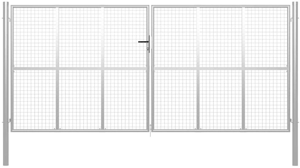 Sodo vartai, sidabrinės sp., 415x225cm, galvanizuotas plienas
