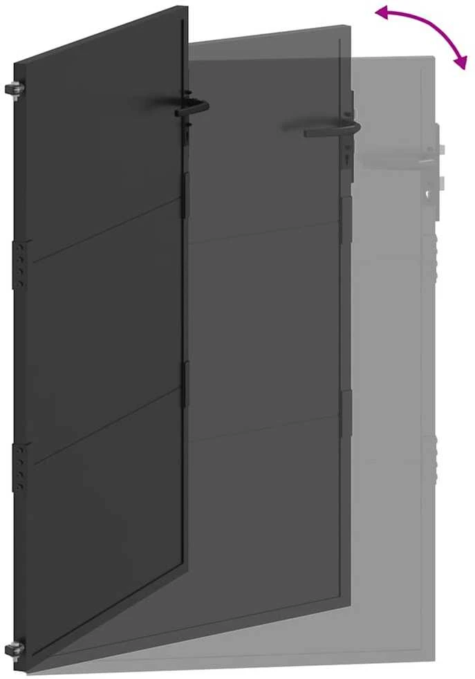 Sodo vartai 110 x 130 cm Juoda Užrakintas