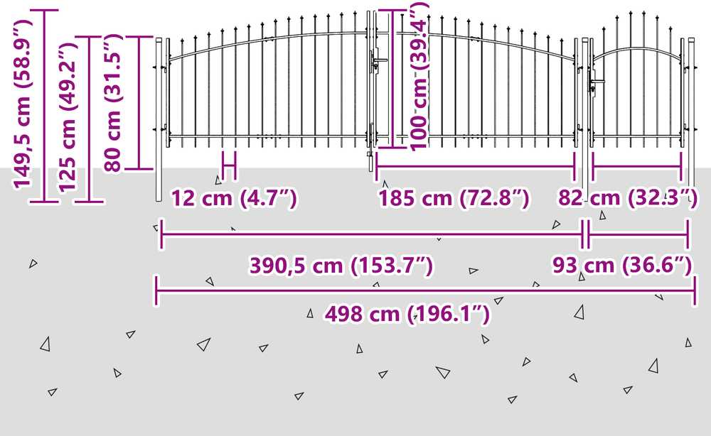 Sodo vartai WOERDEN 100 x 500 cm Užrakintas Plienas Pilka