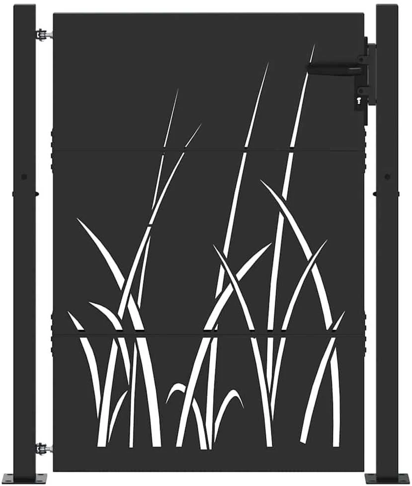 Sodo vartai 110 x 155 cm Juoda Užrakintas