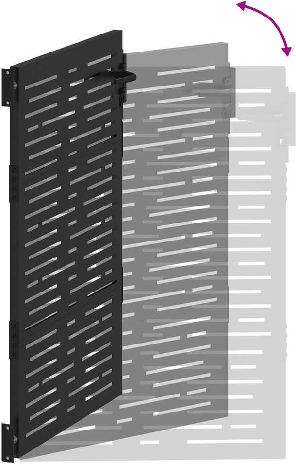Sodo vartai 85 x 150 cm Juoda Užrakintas