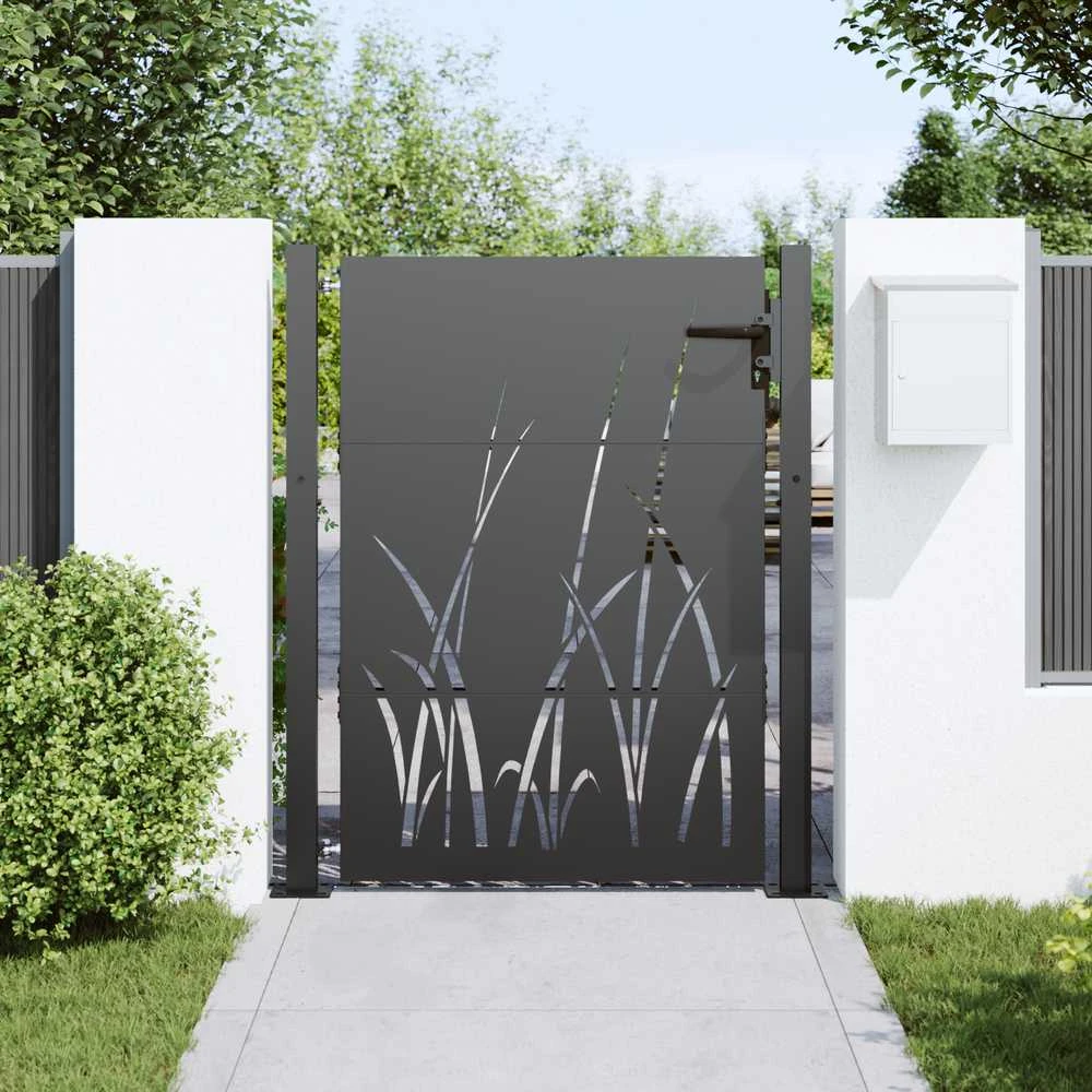 Sodo vartai 110 x 155 cm Juoda Užrakintas