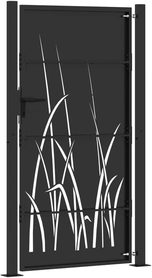 Sodo vartai 110 x 180 cm Juoda Užrakintas