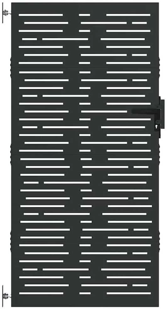 Sodo vartai 85 x 175 cm Juoda Užrakintas