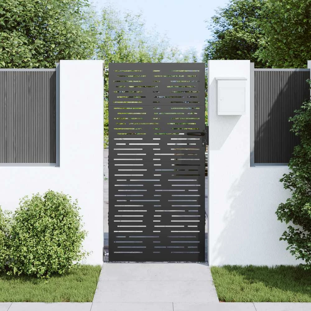 Sodo vartai 85 x 175 cm Juoda Užrakintas