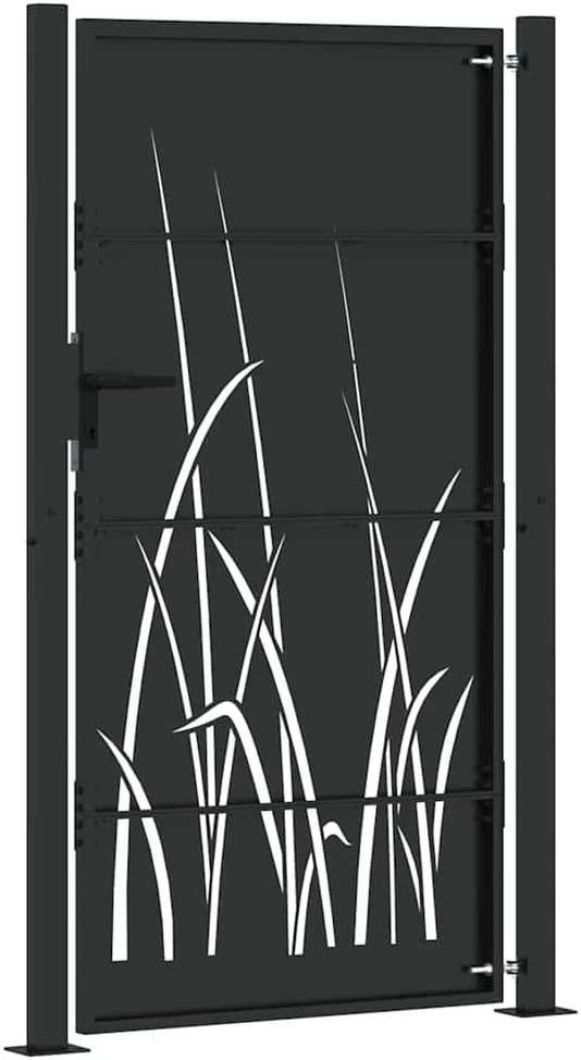 Sodo vartai 110 x 205 cm Juoda Užrakintas