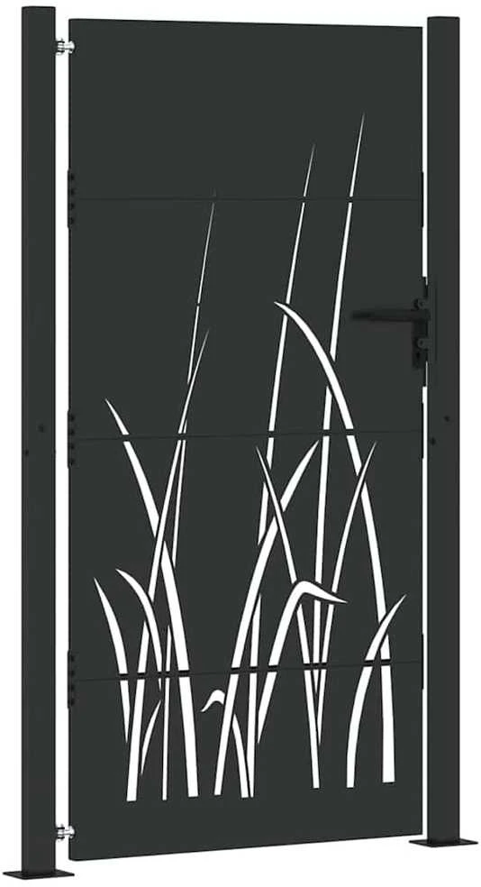 Sodo vartai 110 x 205 cm Juoda Užrakintas
