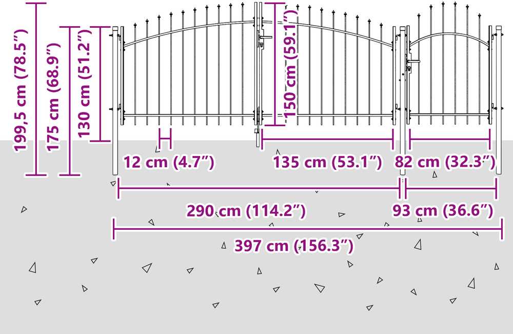 Sodo vartai WOERDEN 150 x 400 cm Plienas Pilka Užrakintas