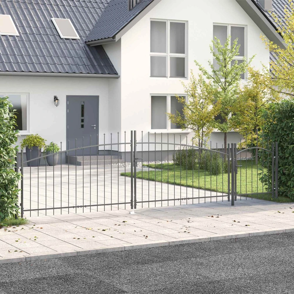 Sodo vartai WOERDEN 150 x 500 cm Plienas Pilka Užrakintas