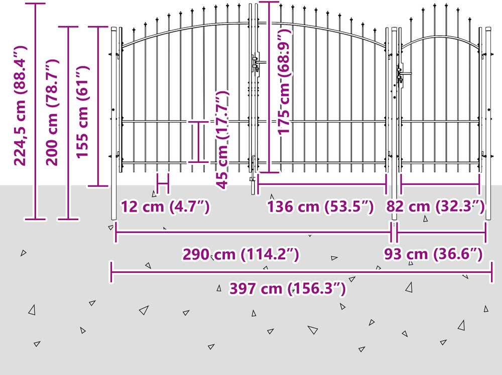 Sodo vartai WOERDEN 175 x 400 cm Plienas Pilka Užrakintas