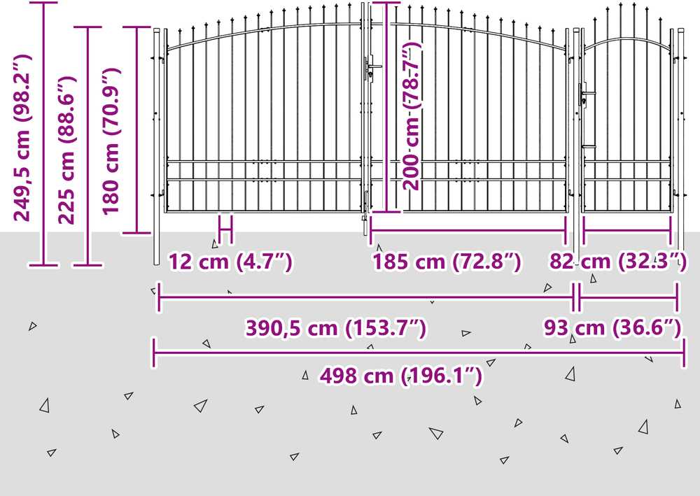 Sodo vartai WOERDEN 200 x 500 cm Užrakintas Plienas Pilka