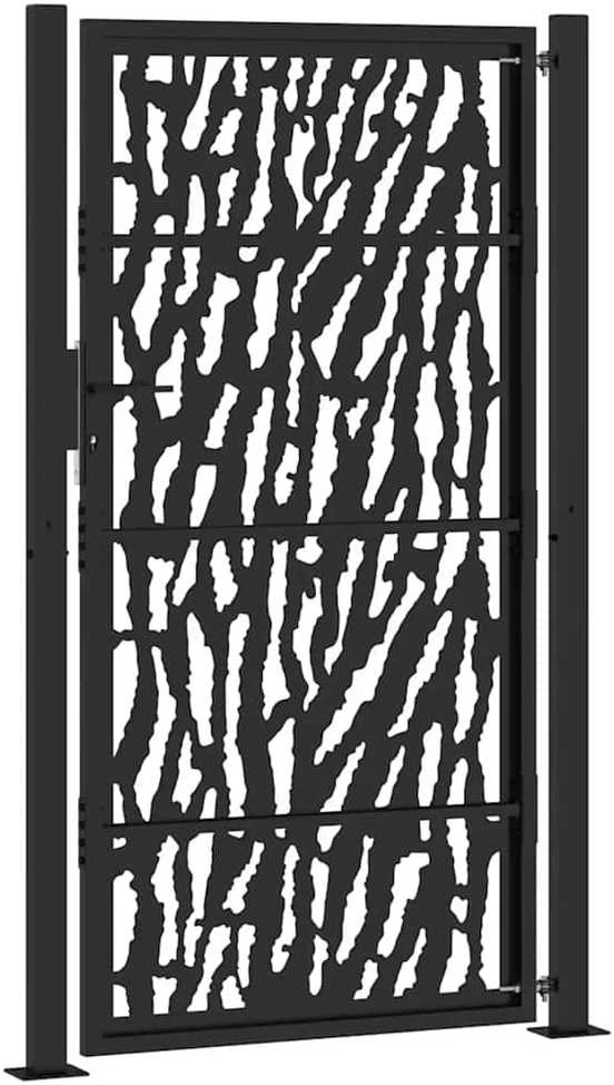 Sodo vartai, juodi, 100x175 cm, plieniniai, su atbrailomis