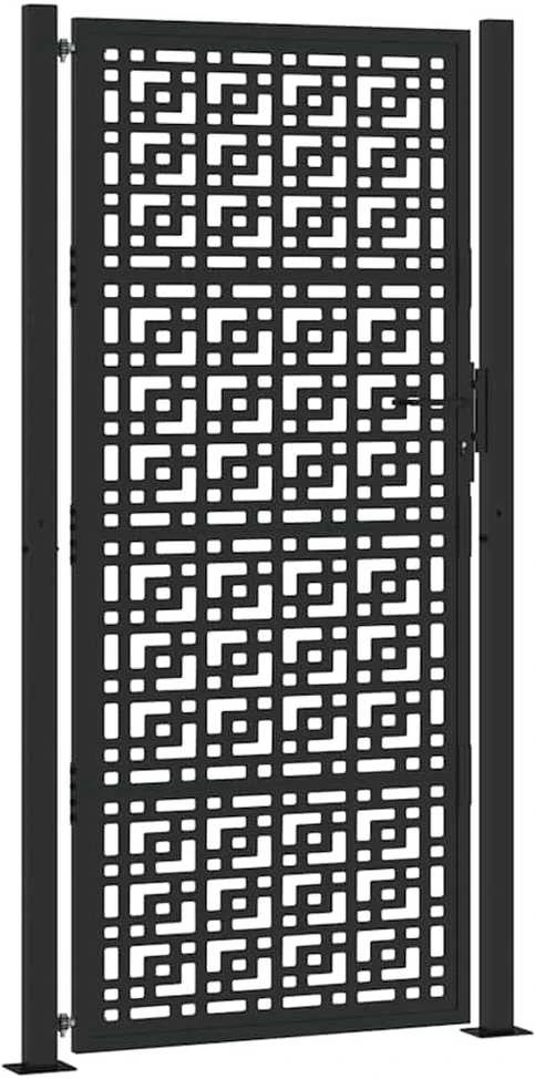 Sodo vartai, juodi, 100x200 cm, plieniniai, kryžiaus raštas