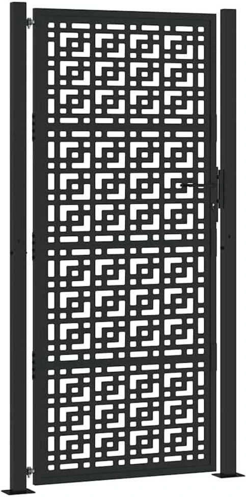 Sodo vartai, juodi, 100x200 cm, plieniniai, kryžiaus raštas