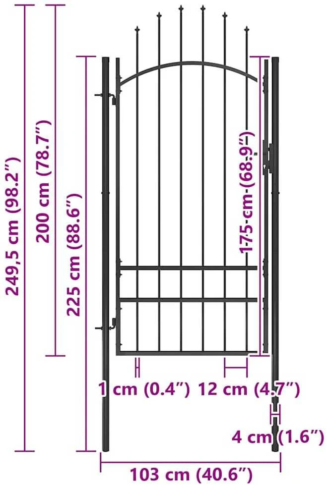 Sodo vartai, juodos spalvos, 1x2,5m, plienas
