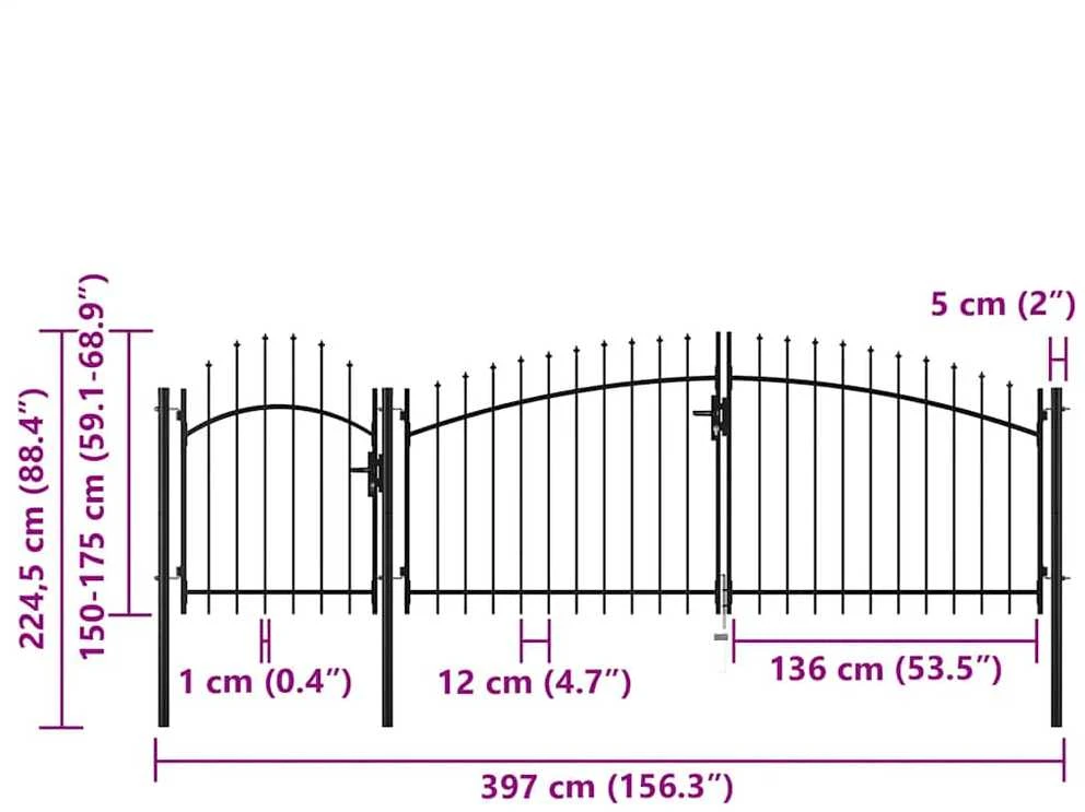 Sodo vartai, juodos spalvos, 2,25x4m, plienas