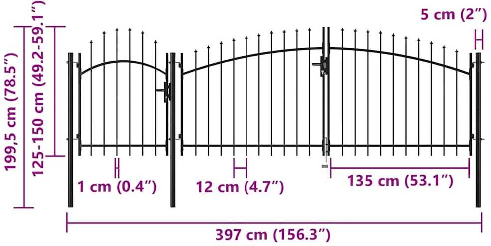 Sodo vartai, juodos spalvos, 2x4m, plienas