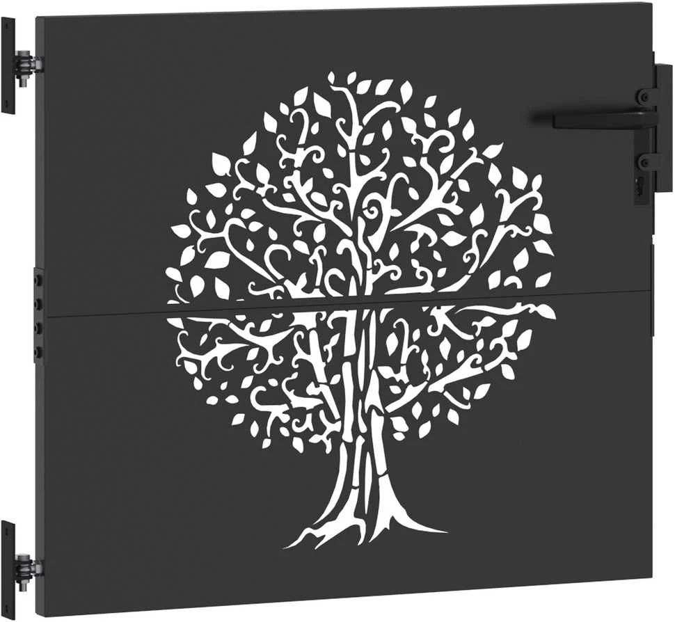 Sodo vartai 85 x 100 cm Juoda Užrakintas