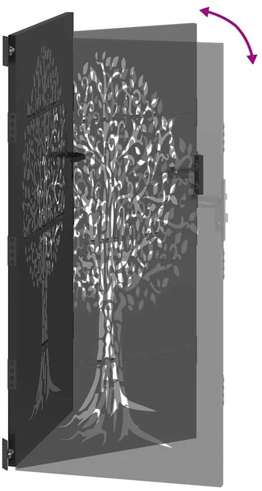 Sodo vartai 85 x 175 cm Juoda Užrakintas