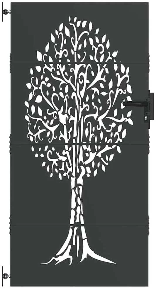 Sodo vartai 85 x 175 cm Juoda Užrakintas