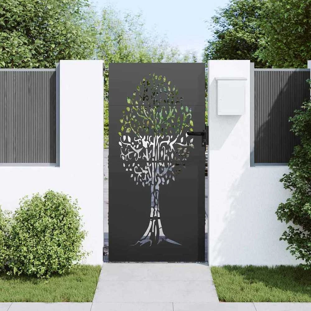 Sodo vartai 85 x 175 cm Juoda Užrakintas