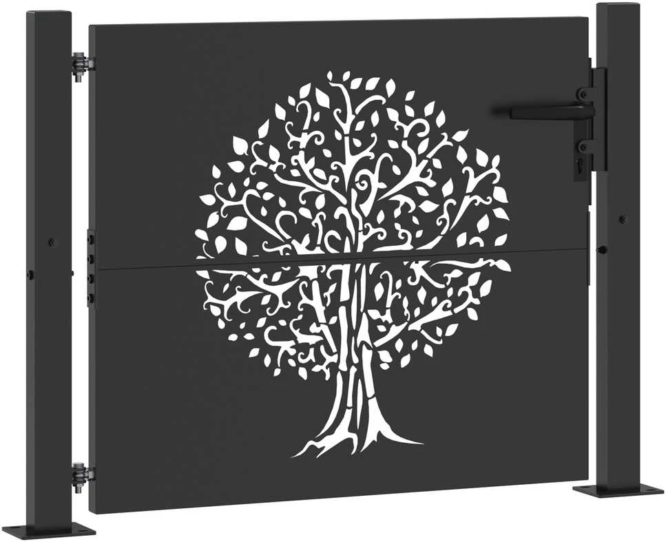 Sodo vartai 110 x 105 cm Juoda Užrakintas