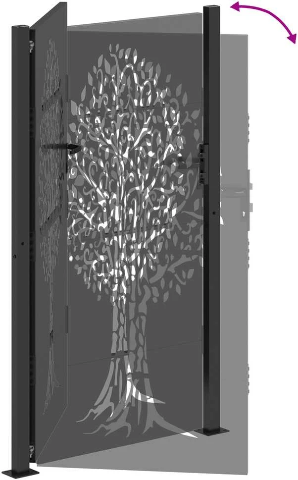 Sodo vartai 110 x 180 cm Juoda Užrakintas