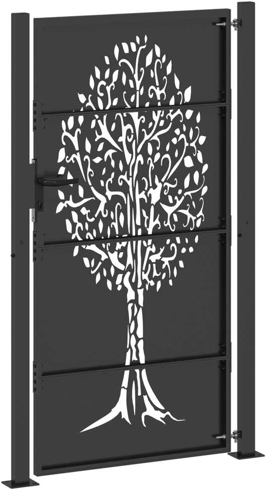 Sodo vartai 110 x 180 cm Juoda Užrakintas