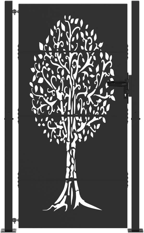 Sodo vartai 110 x 205 cm Juoda Užrakintas