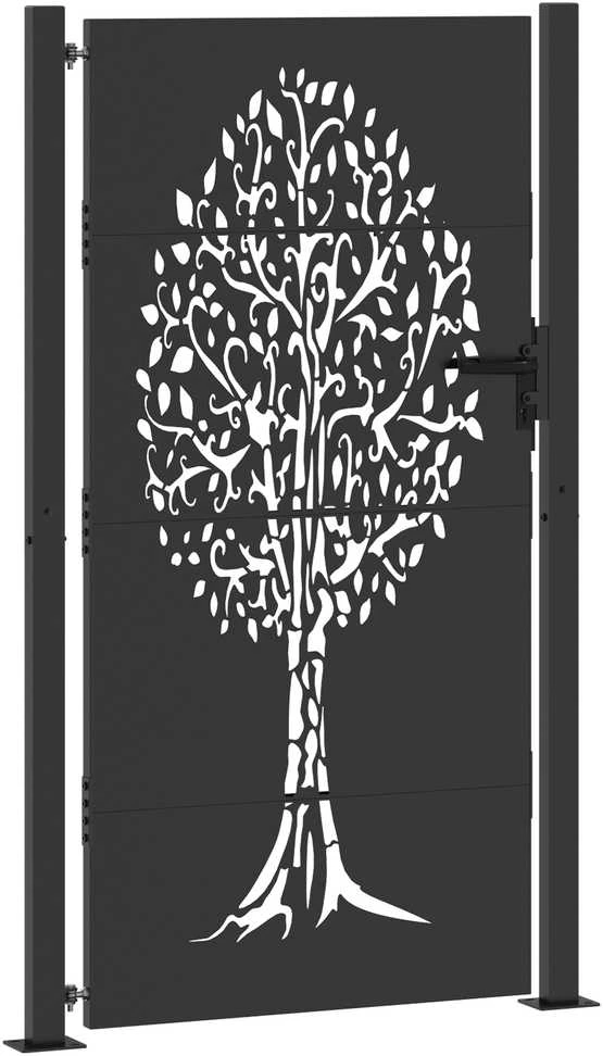 Sodo vartai 110 x 205 cm Juoda Užrakintas