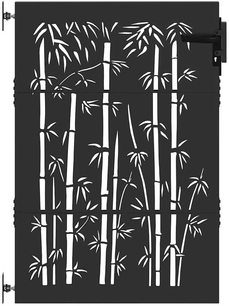 Sodo vartai 85 x 150 cm Juoda Užrakintas