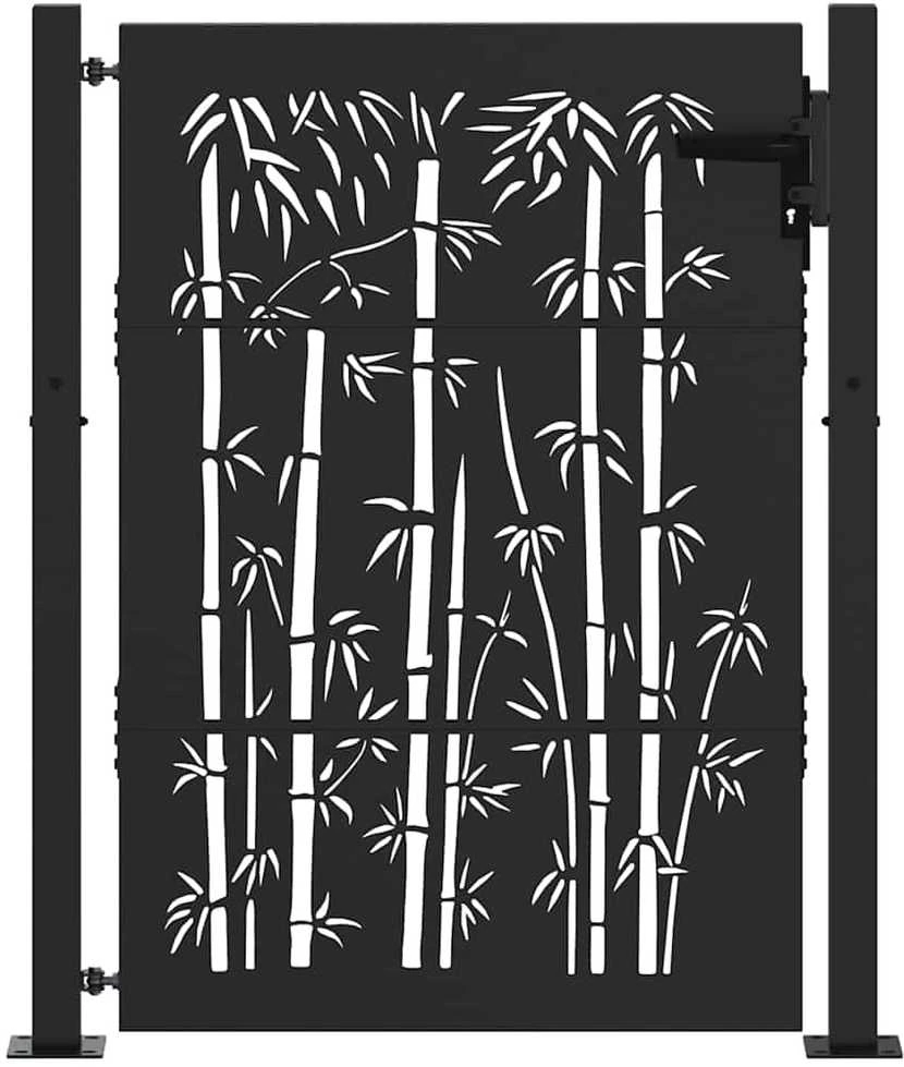 Sodo vartai 110 x 130 cm Juoda Užrakintas