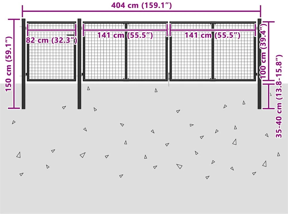 Sodo vartai, antracito spalvos, 400x100cm, plienas