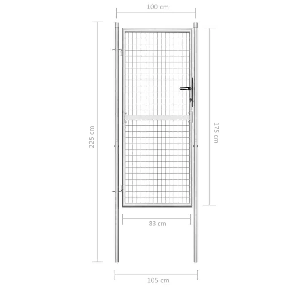 Sodo vartai, sidabrinės sp., 105x225cm, galvanizuotas plienas