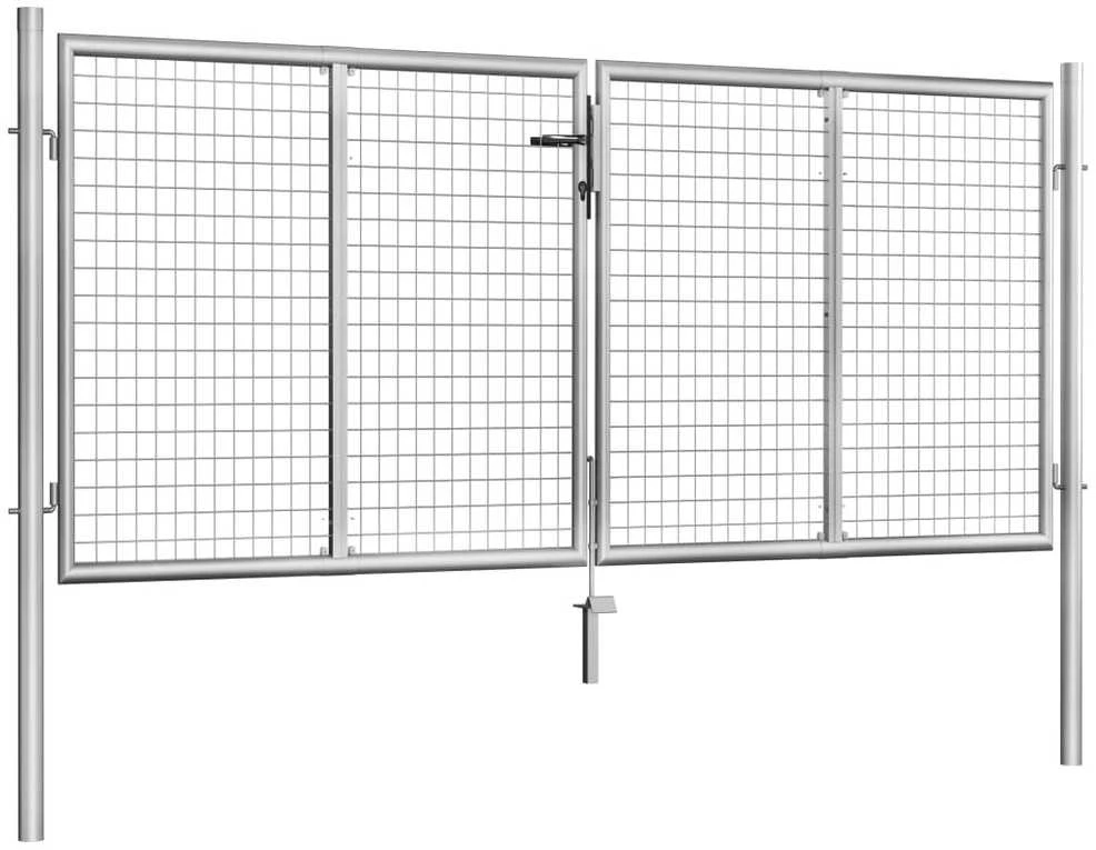 Sodo vartai, sidabrinės sp., 306x150cm, galvanizuotas plienas