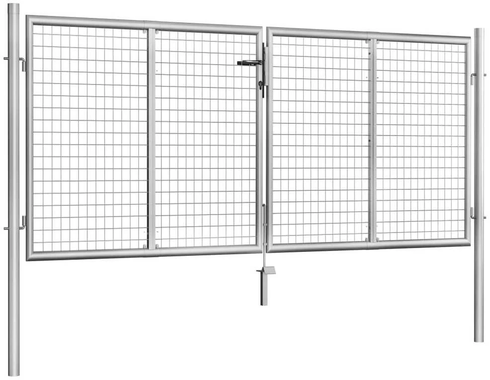 Sodo vartai, sidabrinės sp., 306x150cm, galvanizuotas plienas